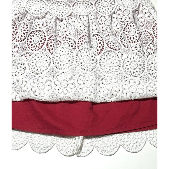 Genuine Kids by OshKosh Dress Lace Embroidered Scalloped Hem White Red - Picture 8 of 9